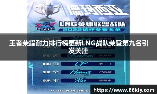 王者荣耀耐力排行榜更新LNG战队荣登第九名引发关注